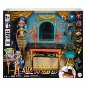 Mattel - Monster High Cleo De Nile Self-Scare Day Doll and Vanity Playset New